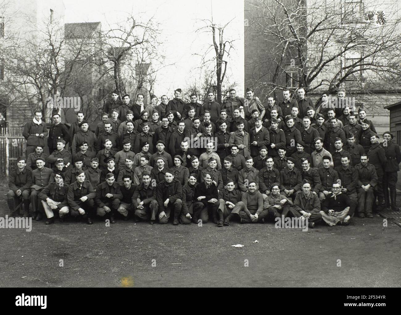 French prisoners of war in front of the gym Stock Photo - Alamy