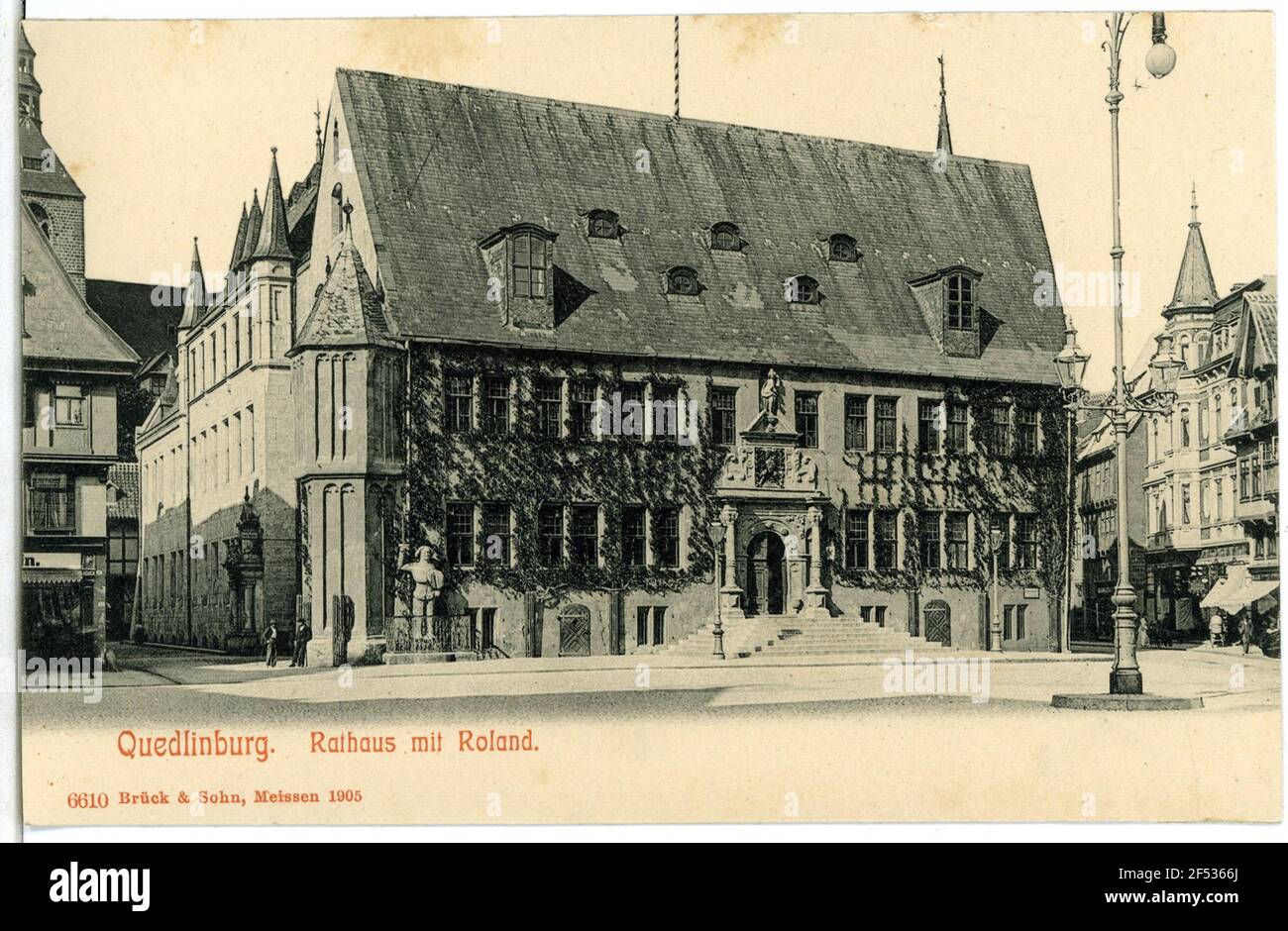 Town Hall with Roland Quedlinburg. Town Hall with Roland Stock Photo