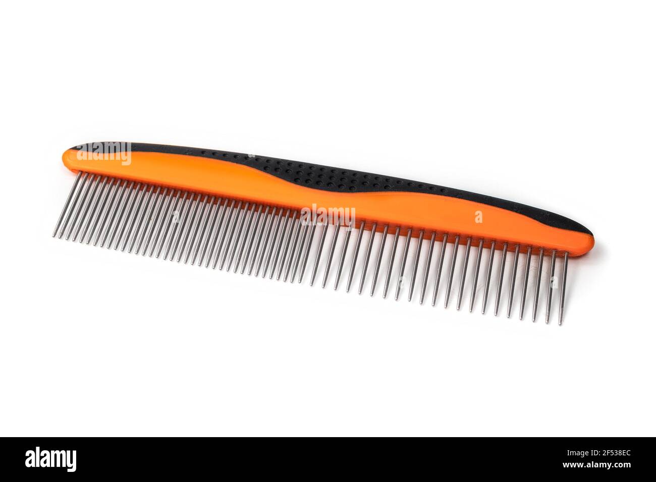 Pet comb for dematting, detangle or remove knots in animal hair. Used by groomers and pet owners to brush or maintain cat and dog fur. Isolated on whi Stock Photo