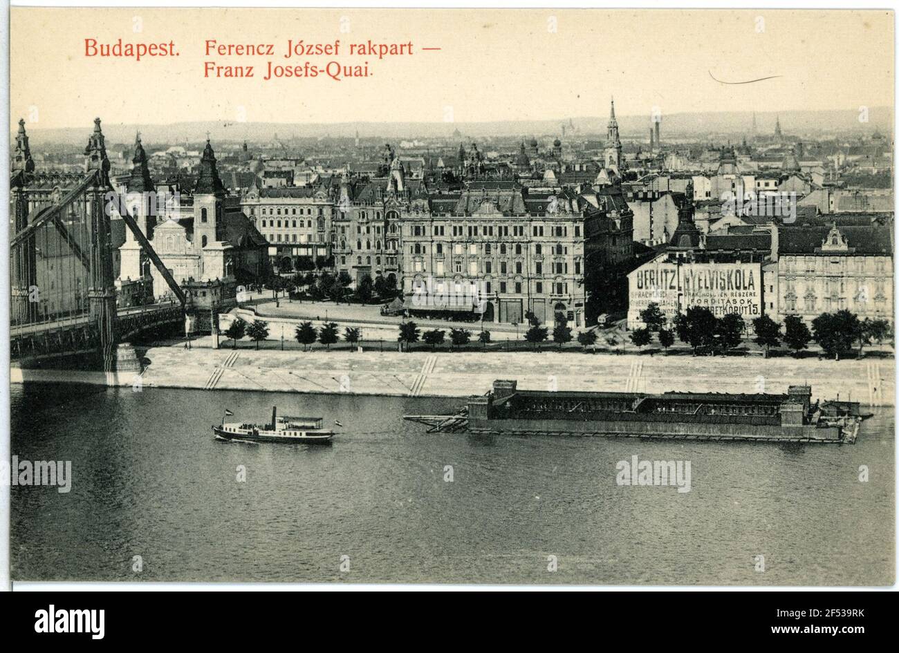 Franz Josef's Quai with steamer Budapest. Franz JosephsQuai. View over