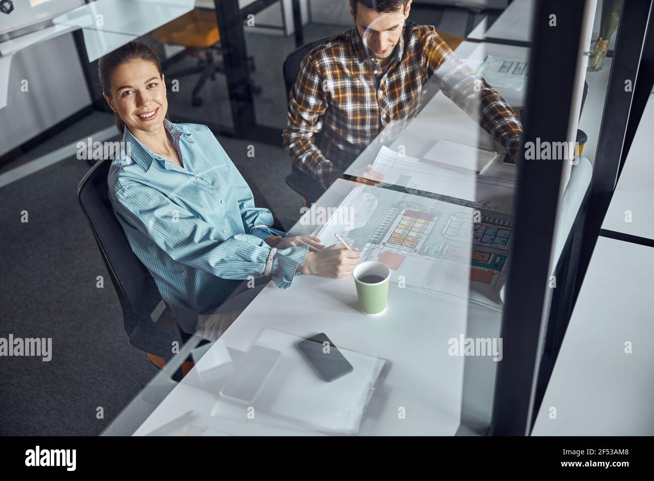 Professional designers working at their new building project Stock Photo
