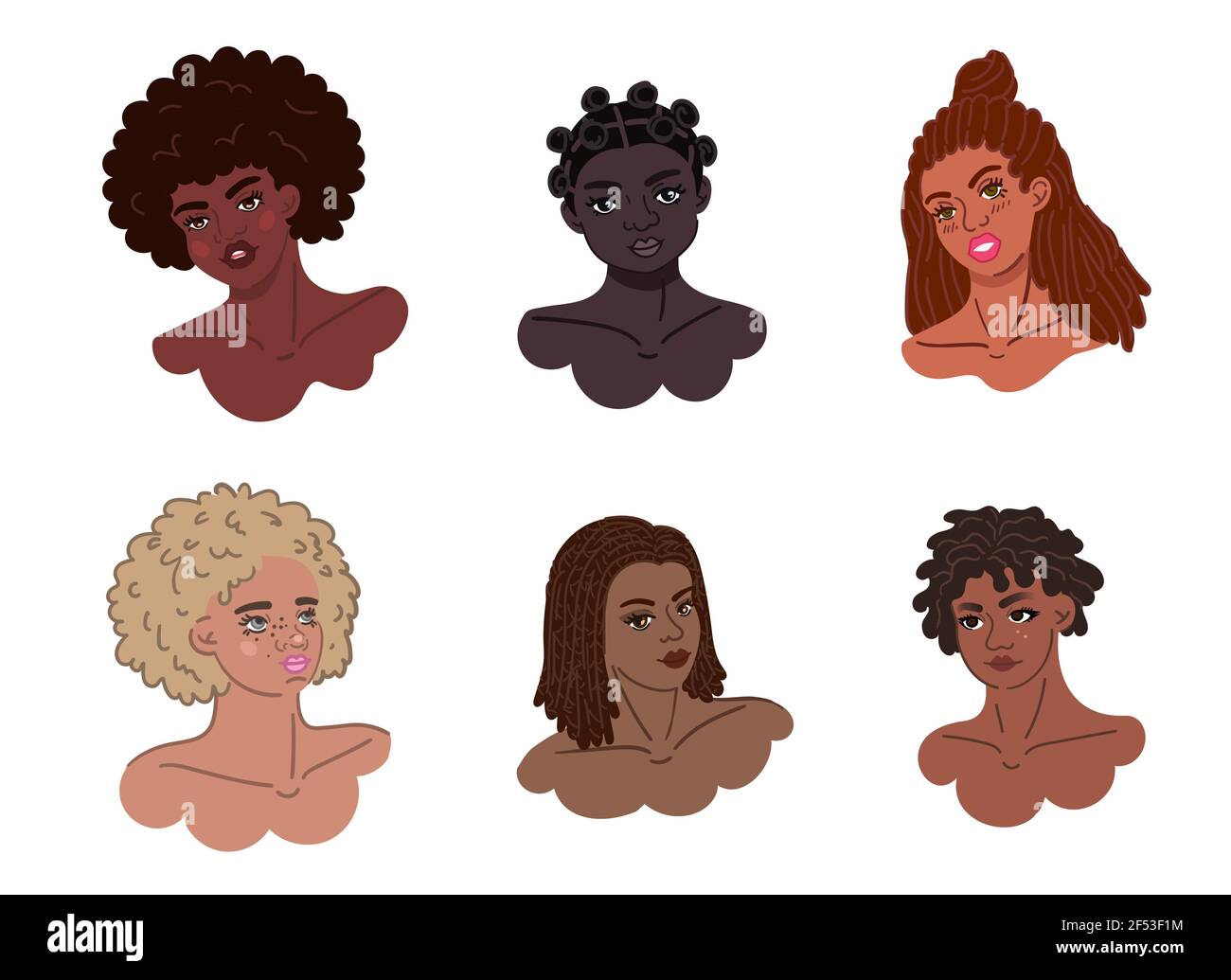Black hair culture - african-american girls isolated heads. Black women  portraits with braids, afros, locs and hair knots. Curly african ladies  Stock Vector Image & Art - Alamy