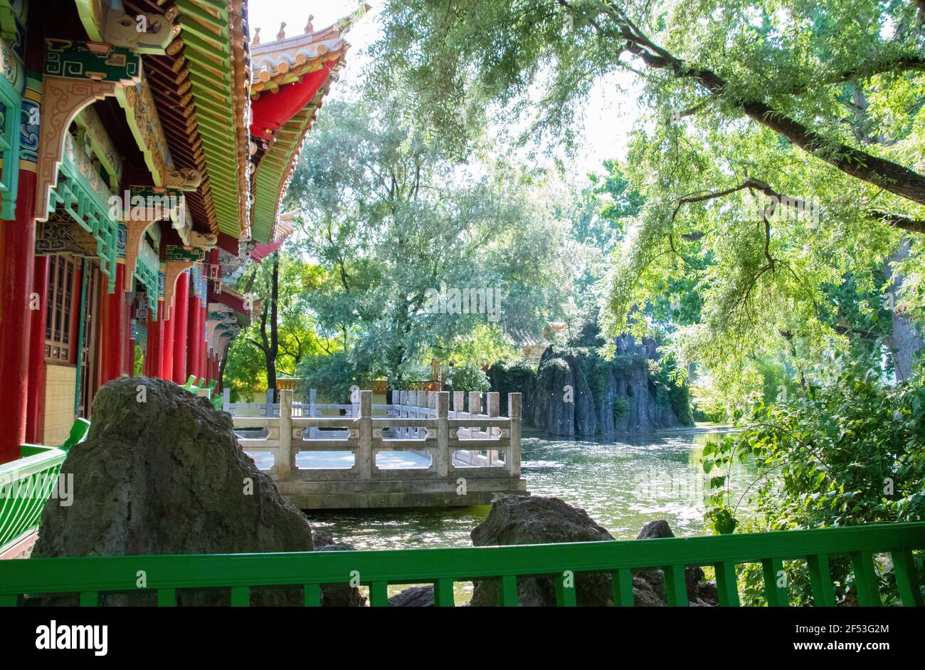 The Chinese Garden German: Chinagarten  is a Chinese garden in the Swiss city of Zürich,is located in Seefeld quarter,is a gift  Chinese partner town Stock Photo