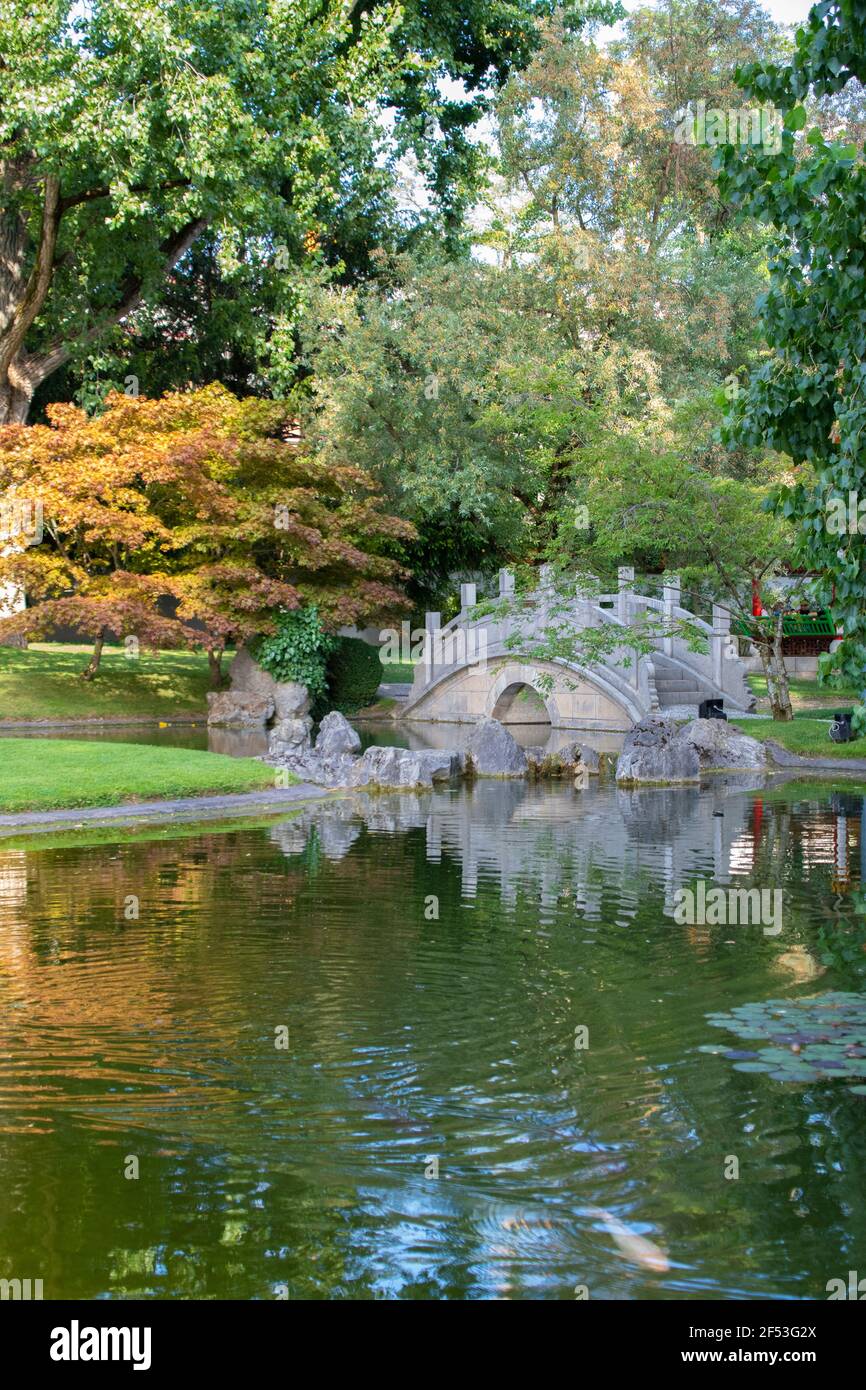 Chinese garden in the Swiss city of Zürich,is located in Seefeld quarter,is a gift  Chinese partner town Kunming. Stock Photo