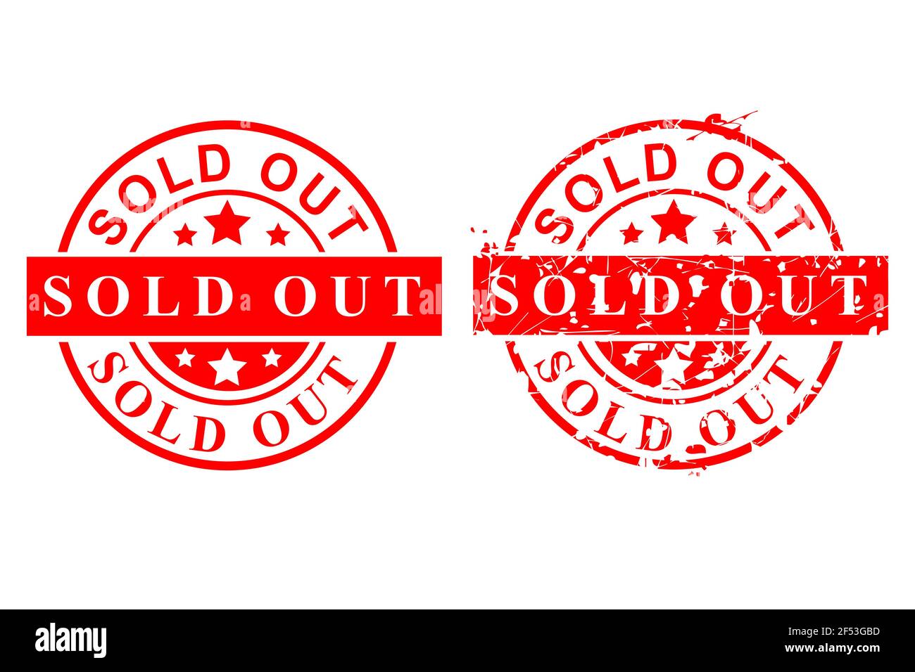 Vector Red Circle Rusty Vector Rubber Stamp, Sold Out, Isolated on White Stock Vector