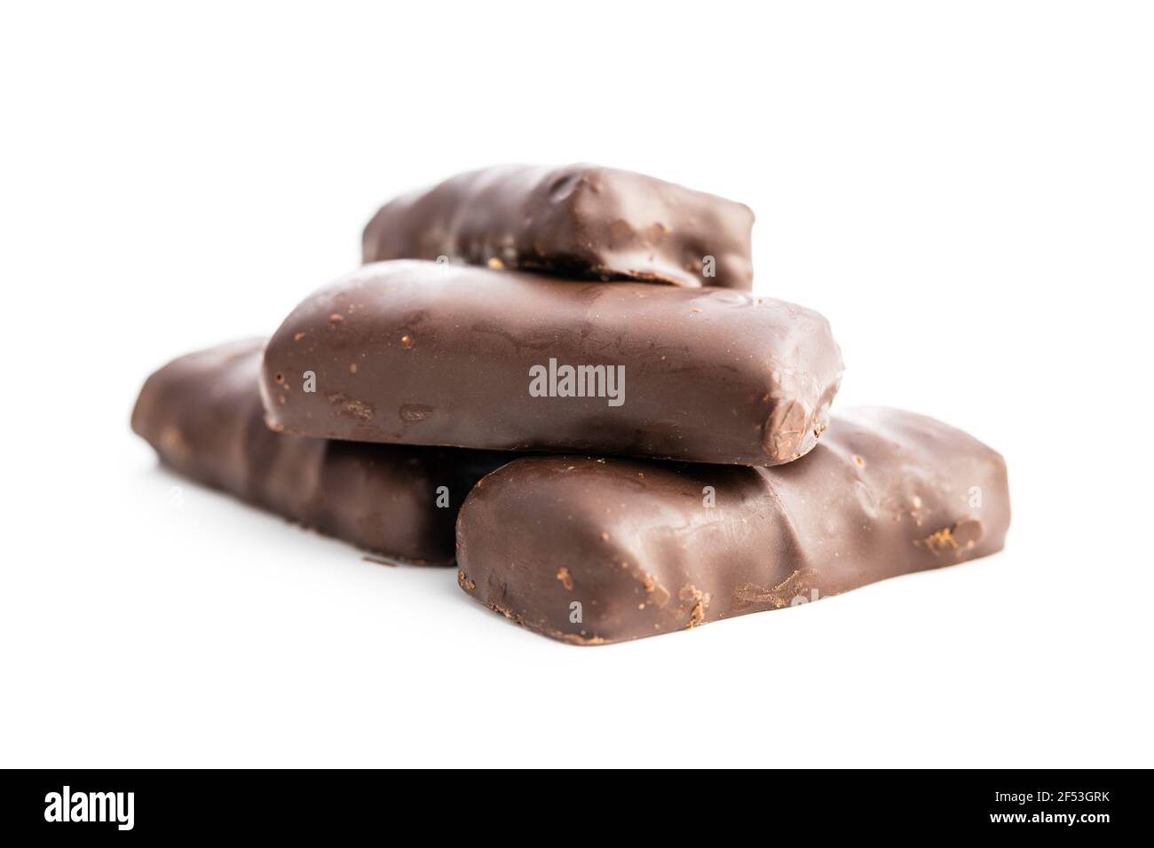 Sweet chocolate bars isolated on white background. Stock Photo