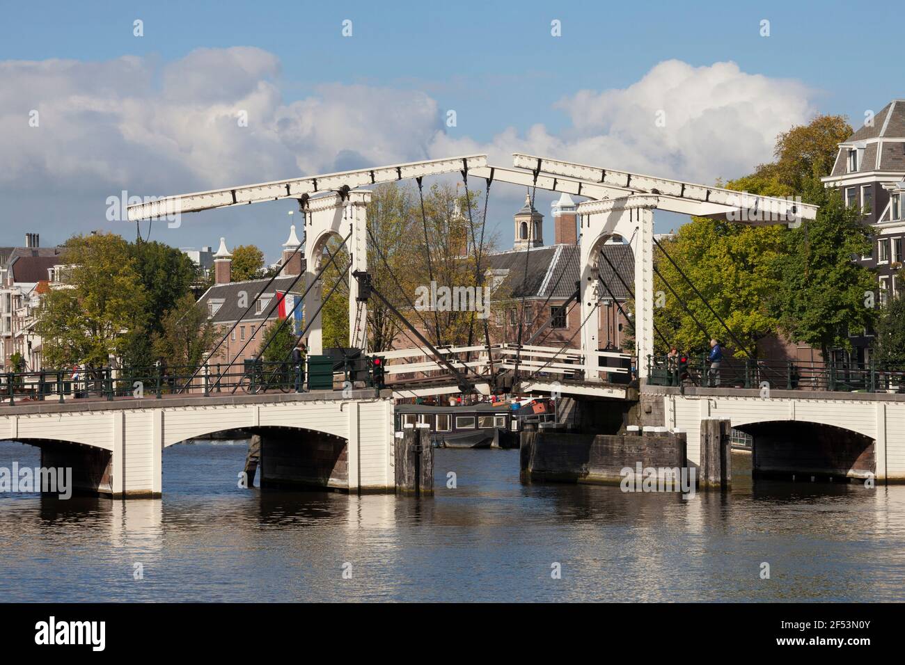geography / travel, Netherlands, Holland, Amsterdam, drawbridge scraggy Brug ('Skinny Bridge'), Binnen, Additional-Rights-Clearance-Info-Not-Available Stock Photo
