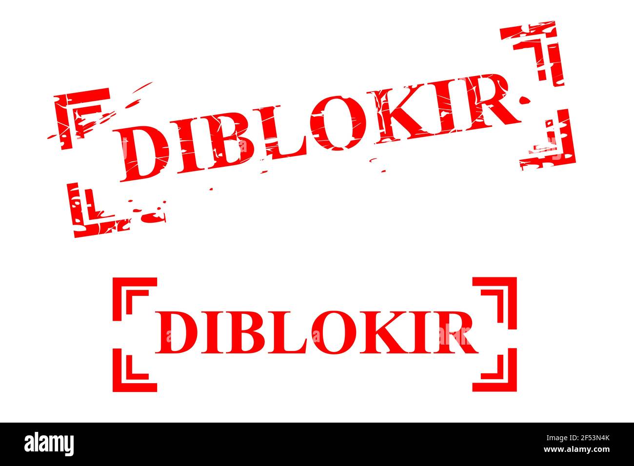 Simple Vector 2 Style of Rubber Stamp, diblokir or blocked in Indonesia Language Stock Vector