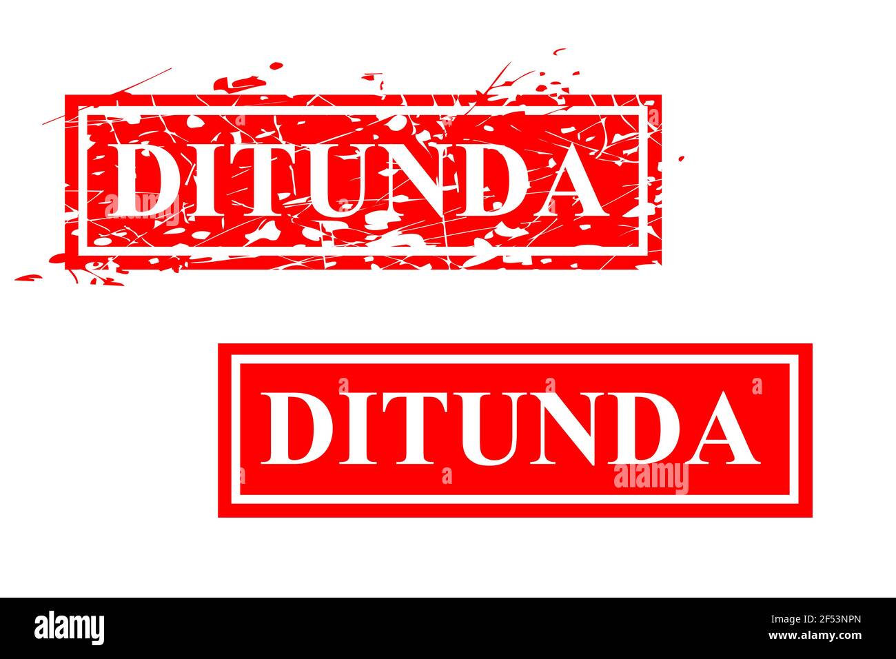 Red Rusty Vector Rubber Stamp Effect, ditunda or cancel in indonesia language Stock Vector
