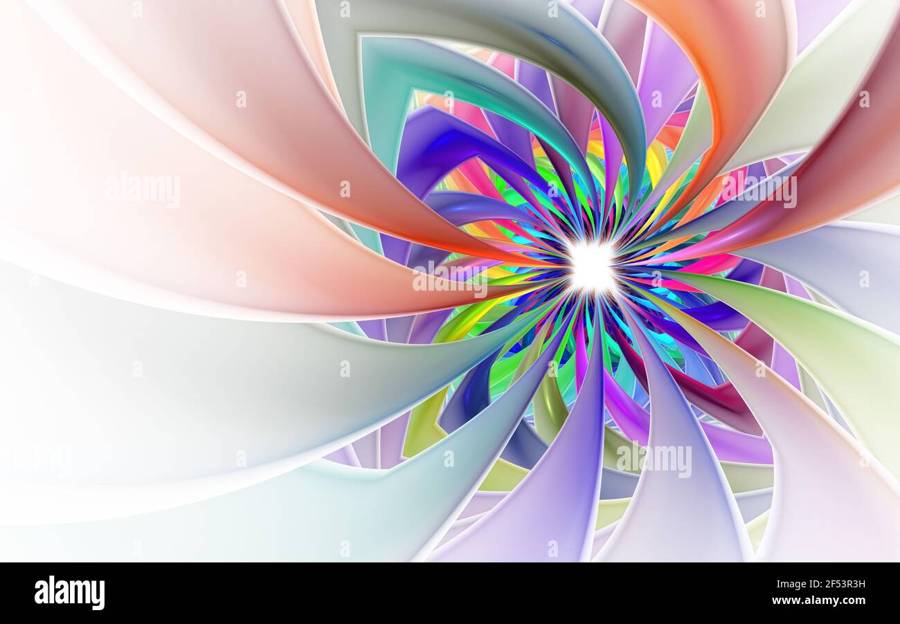 Spiral Petal Fireworks computer-generated image. Abstract fractal of  Beautiful flower of ribbons. Background for wallpaper, album, poster,  booklet. Di Stock Photo - Alamy
