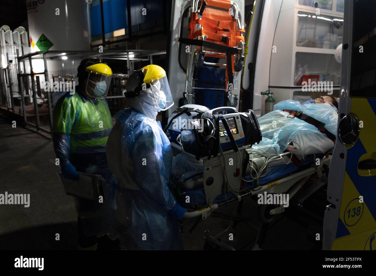 Santiago, Metropolitana, Chile. 24th Mar, 2021. SAMU health personnel ...