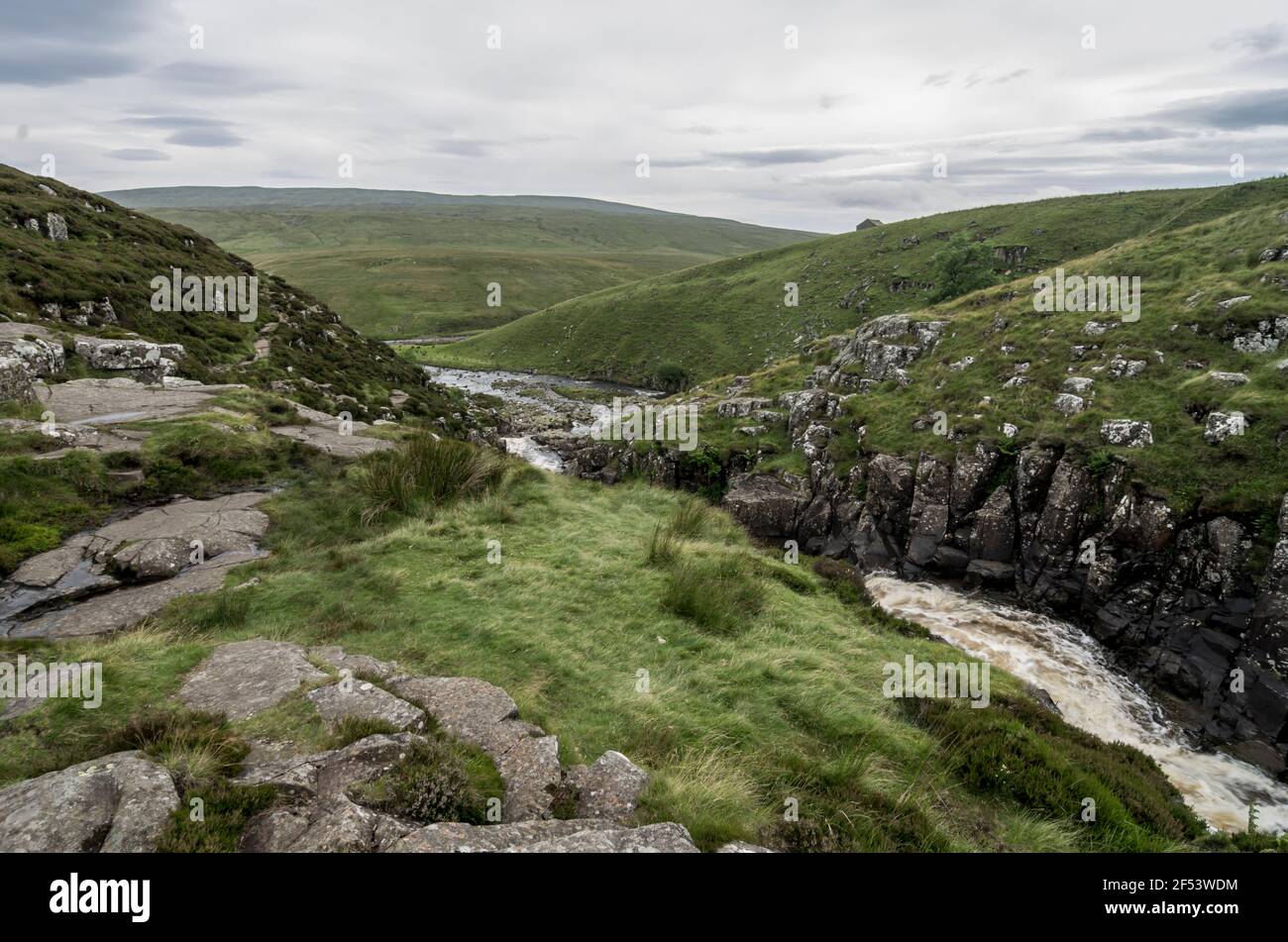 Cauldron Snout, a cascade on the River Tees in Upper Teesdale, County Durham, UK Stock Photo