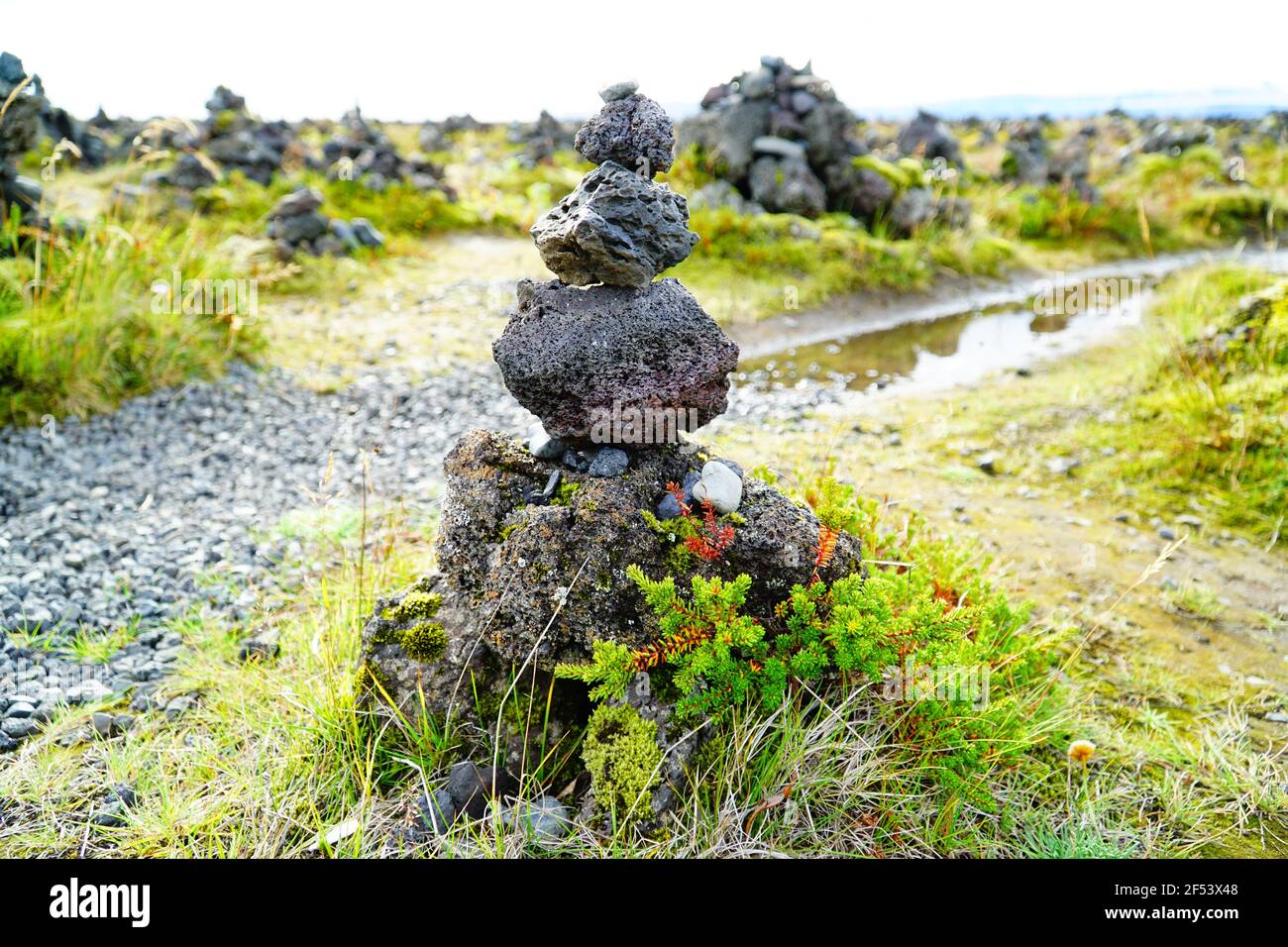 Rock cairns: Iceland's idyllic traditions Stock Photo