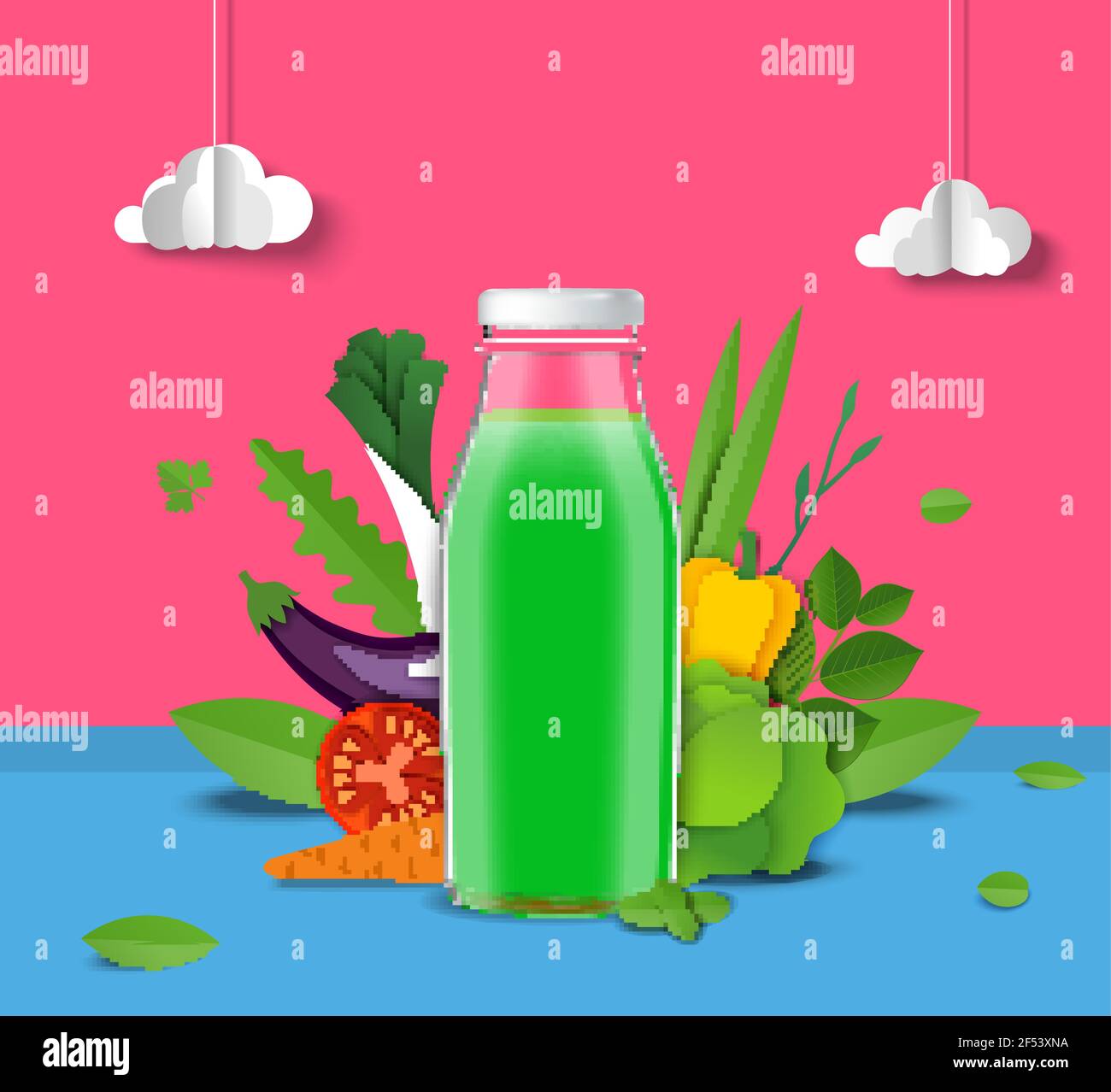 Free Glass Bottle With Carrot Juice Mockup Use Include PSD