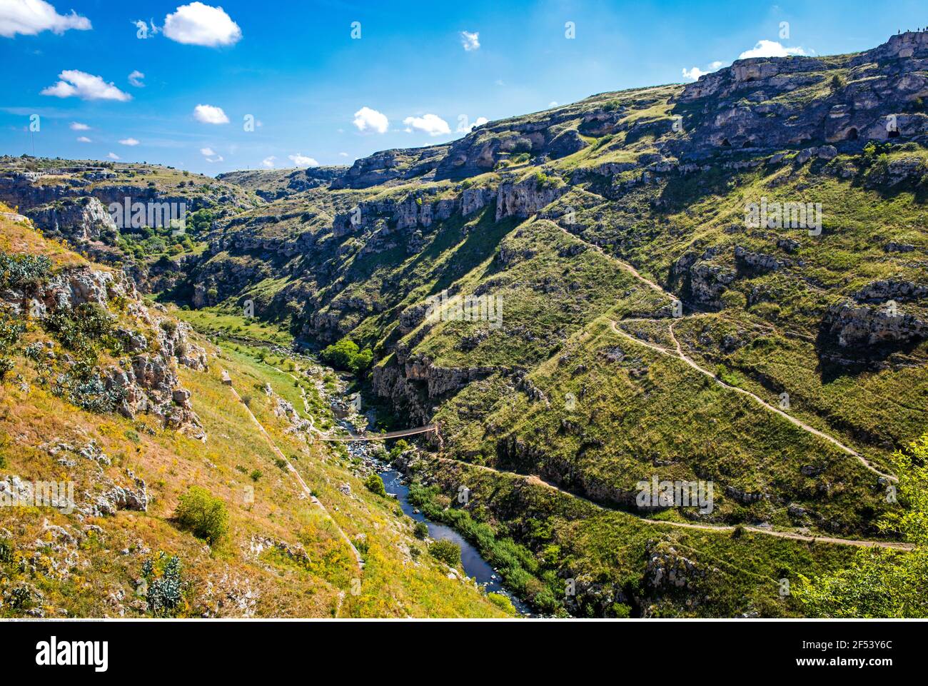 geography / travel, canyon with the Gravina beck, Matera, Italy, Apulia, Additional-Rights-Clearance-Info-Not-Available Stock Photo