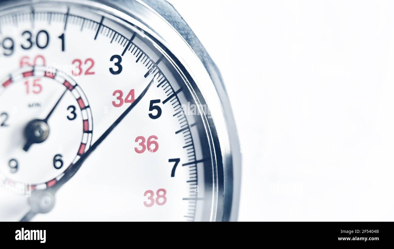 Macro photography stopwatch with black and red numbers Stock Photo - Alamy