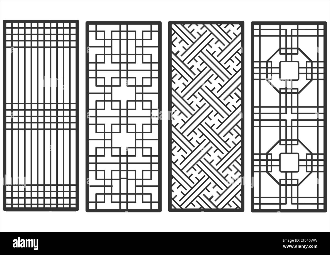 Traditional korean ornament frame pattern. Set of door and window