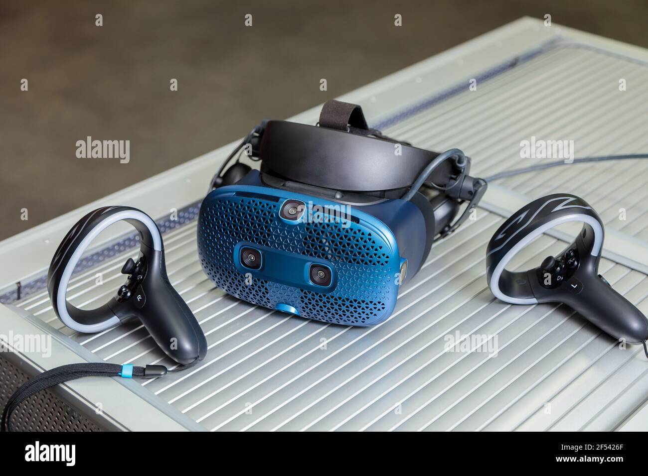 Virtual reality helmet. VR headset. 3D rendering with virtual reality