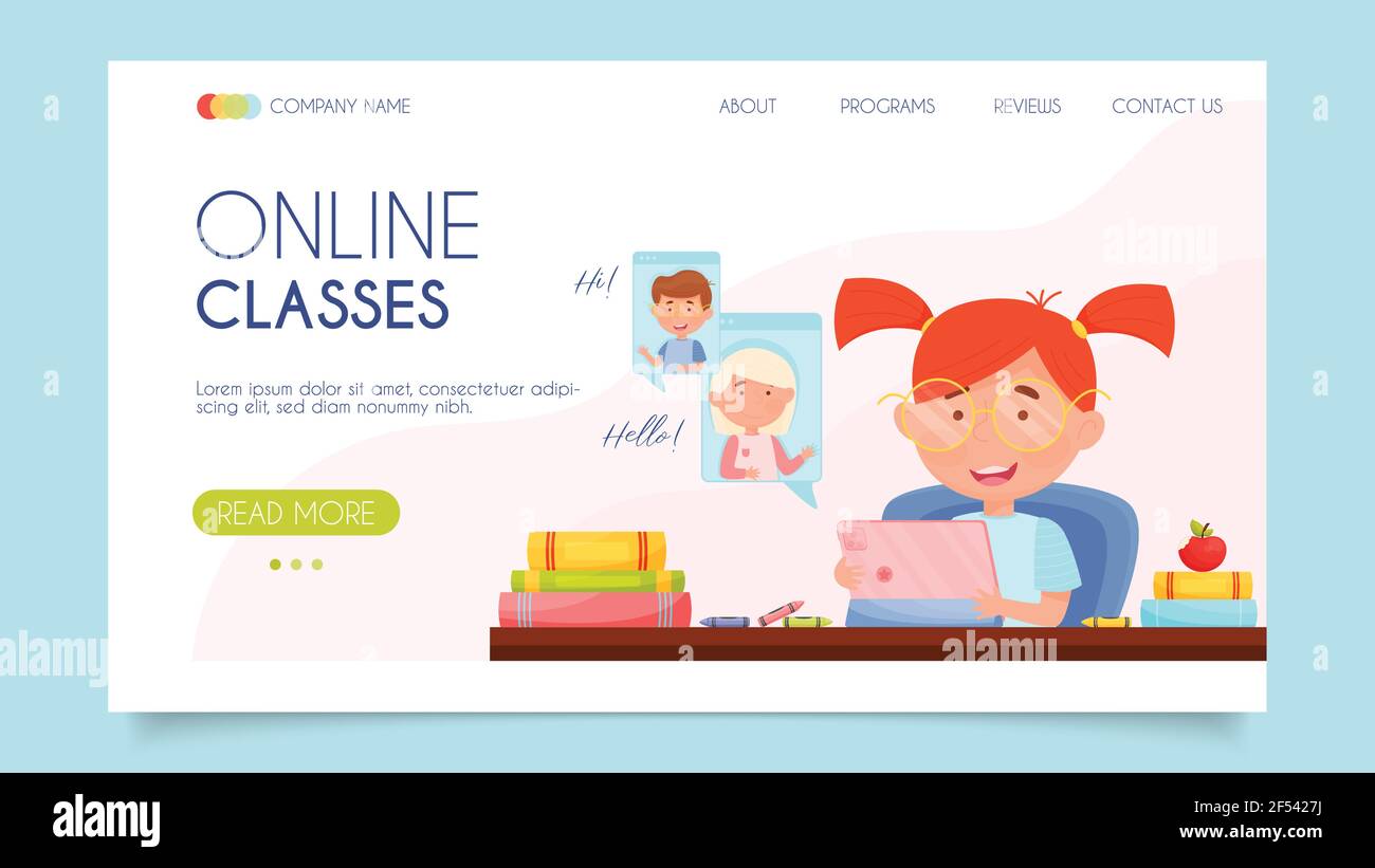 Online classes. Landing page concept. Flat design, vector illustration ...