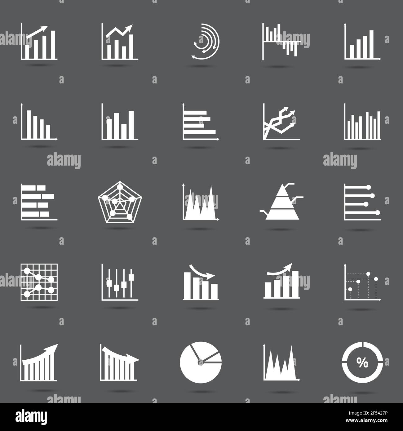 Set of chart for report icon. Variety flat icon vector illustration ...