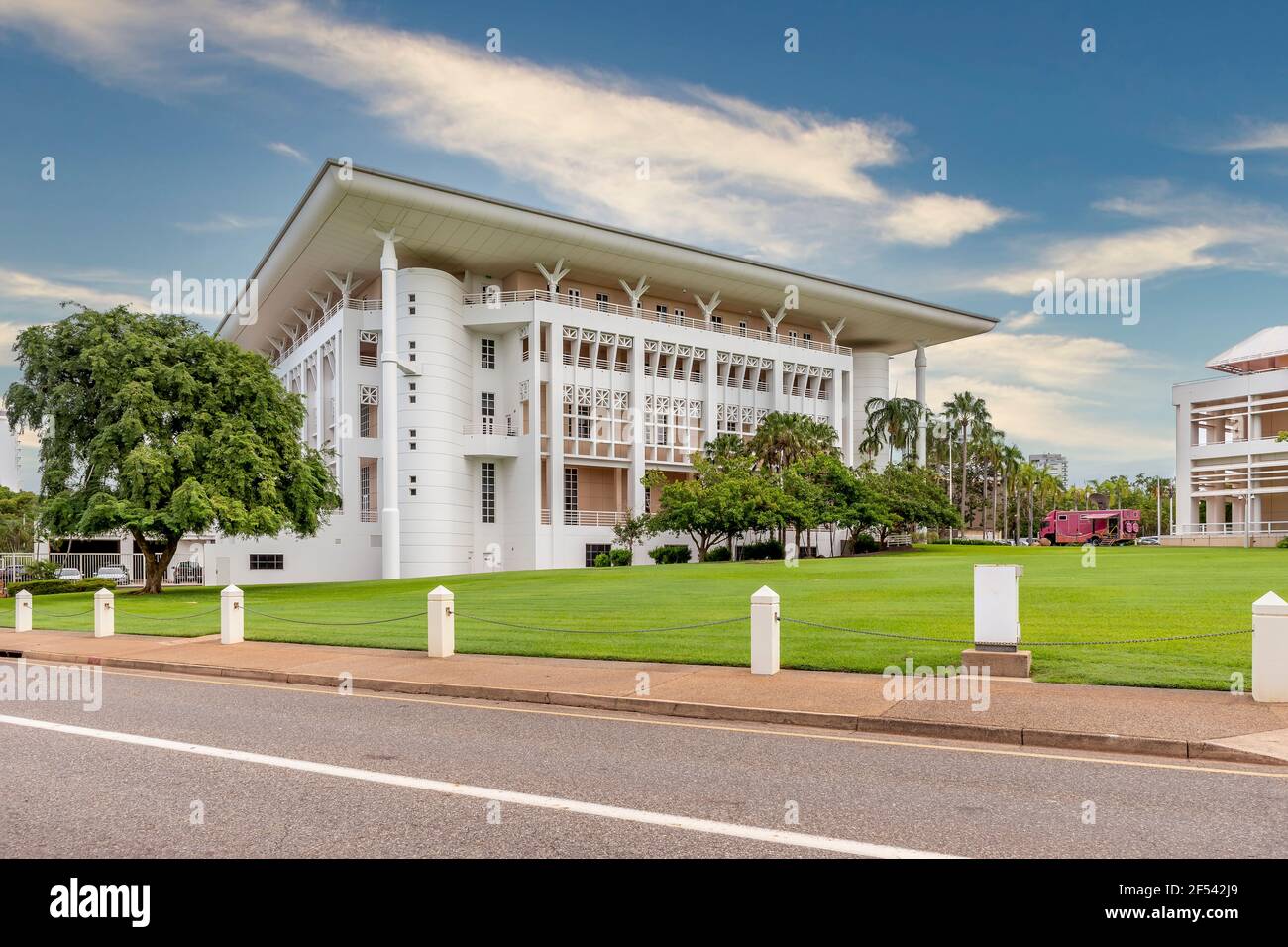 The Parliament House in the historic center of Darwin, Australia, under a beautiful sky Stock Photo