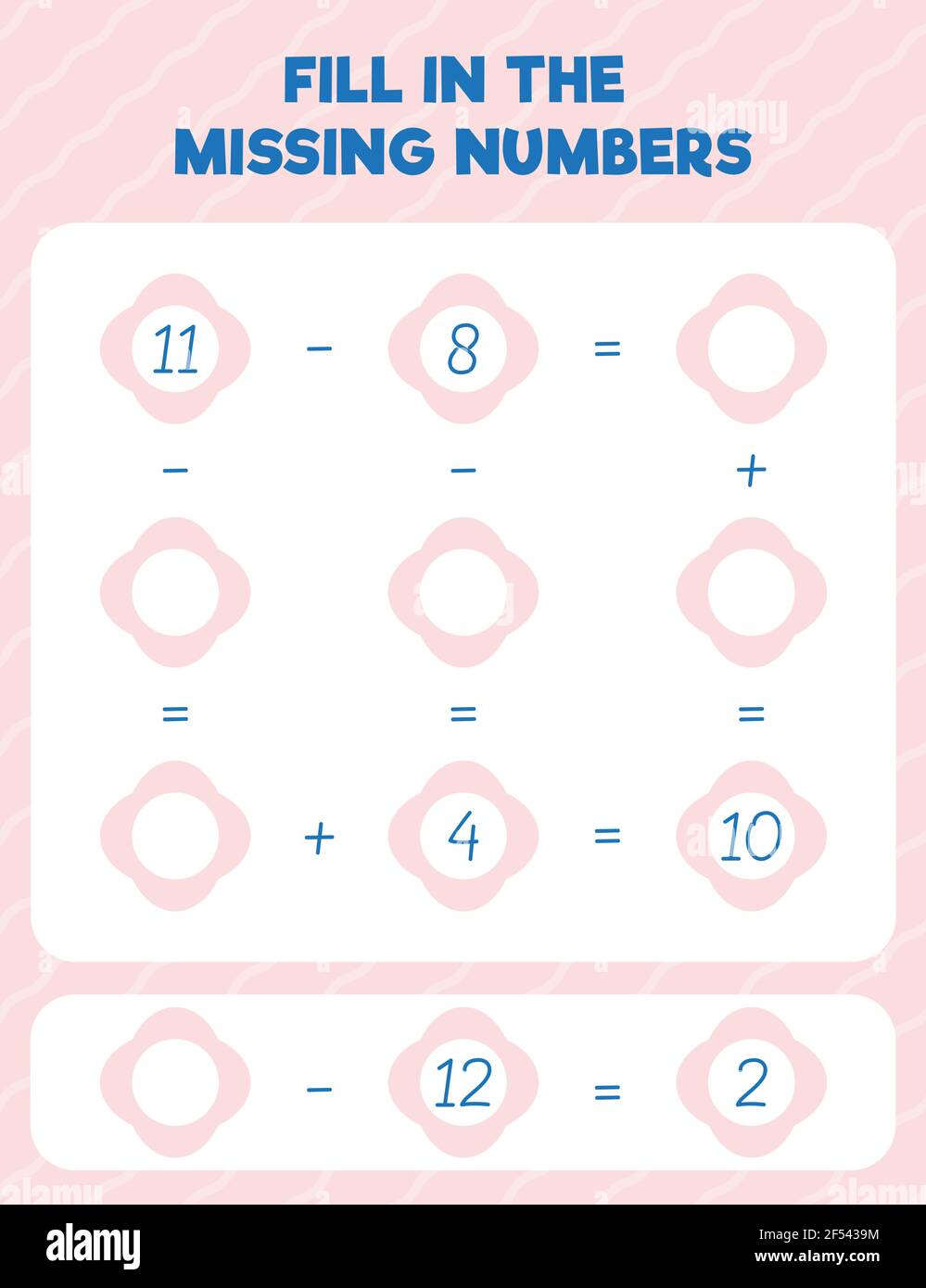 fill in the missing numbers printable maths worksheet practice page count and write stock vector image art alamy