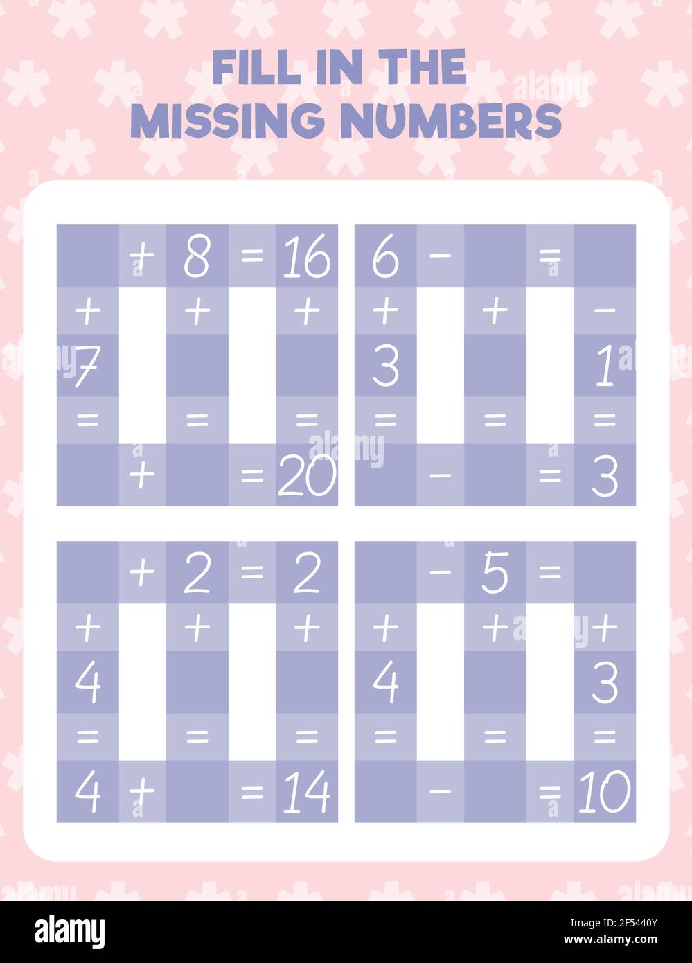 Math Worksheet Practice Print Page. Fill In The Missing Numbers. Count And Write Stock Vector Image & Art - Alamy
