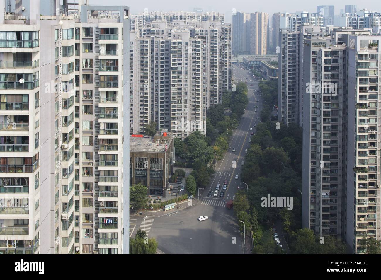 High Rise Apartment Blocks Chengdu City Sichuan Province China LA008737 Stock Photo