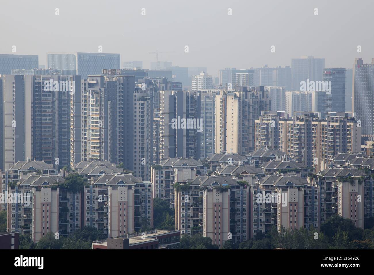 High Rise Apartment Blocks Chengdu City Sichuan Province China LA008739 Stock Photo