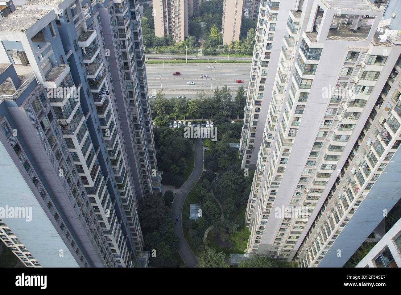 High Rise Apartment Blocks Chengdu City Sichuan Province China LA008740 Stock Photo
