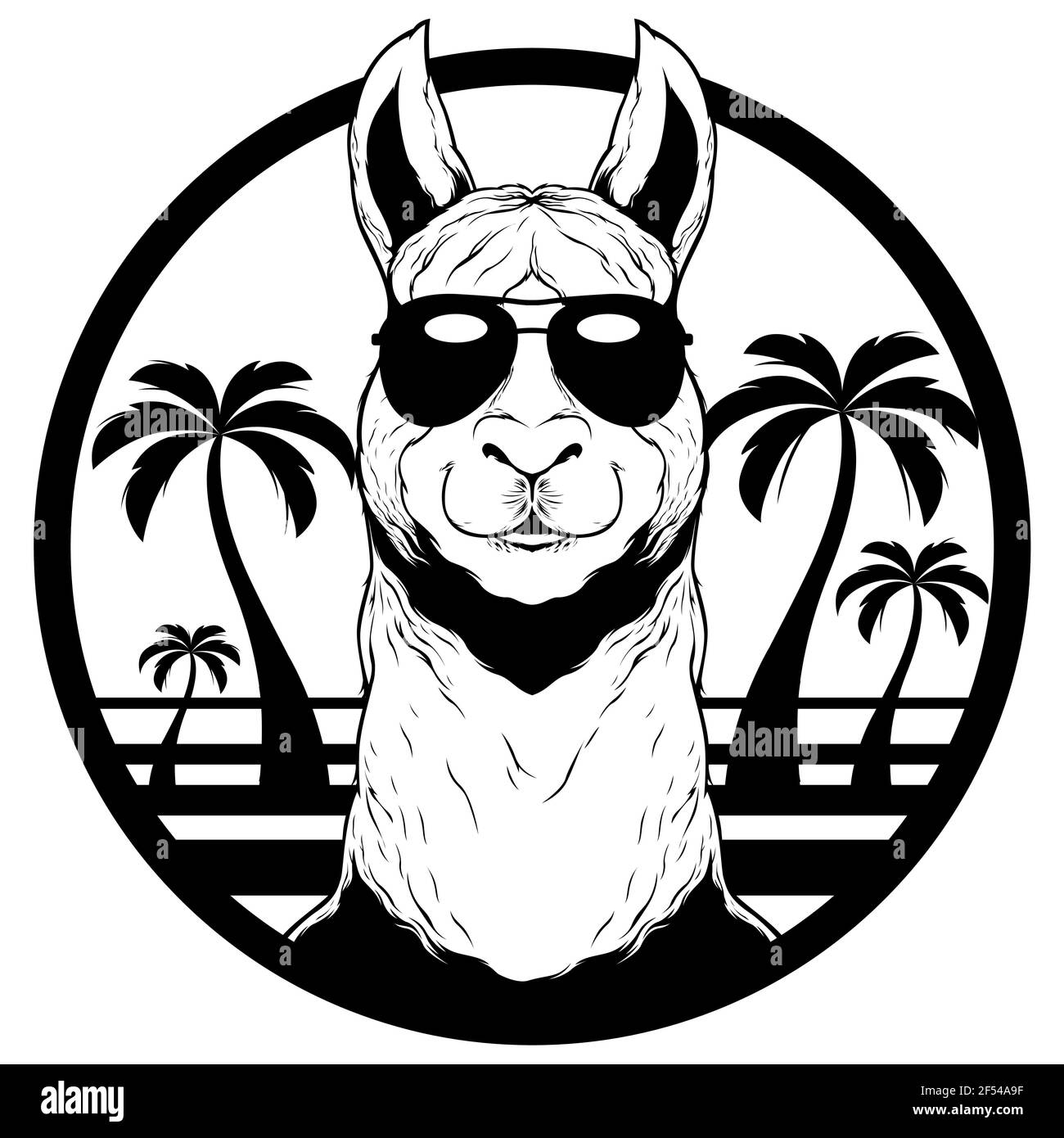 Llama Summer Mascot Stock Vector