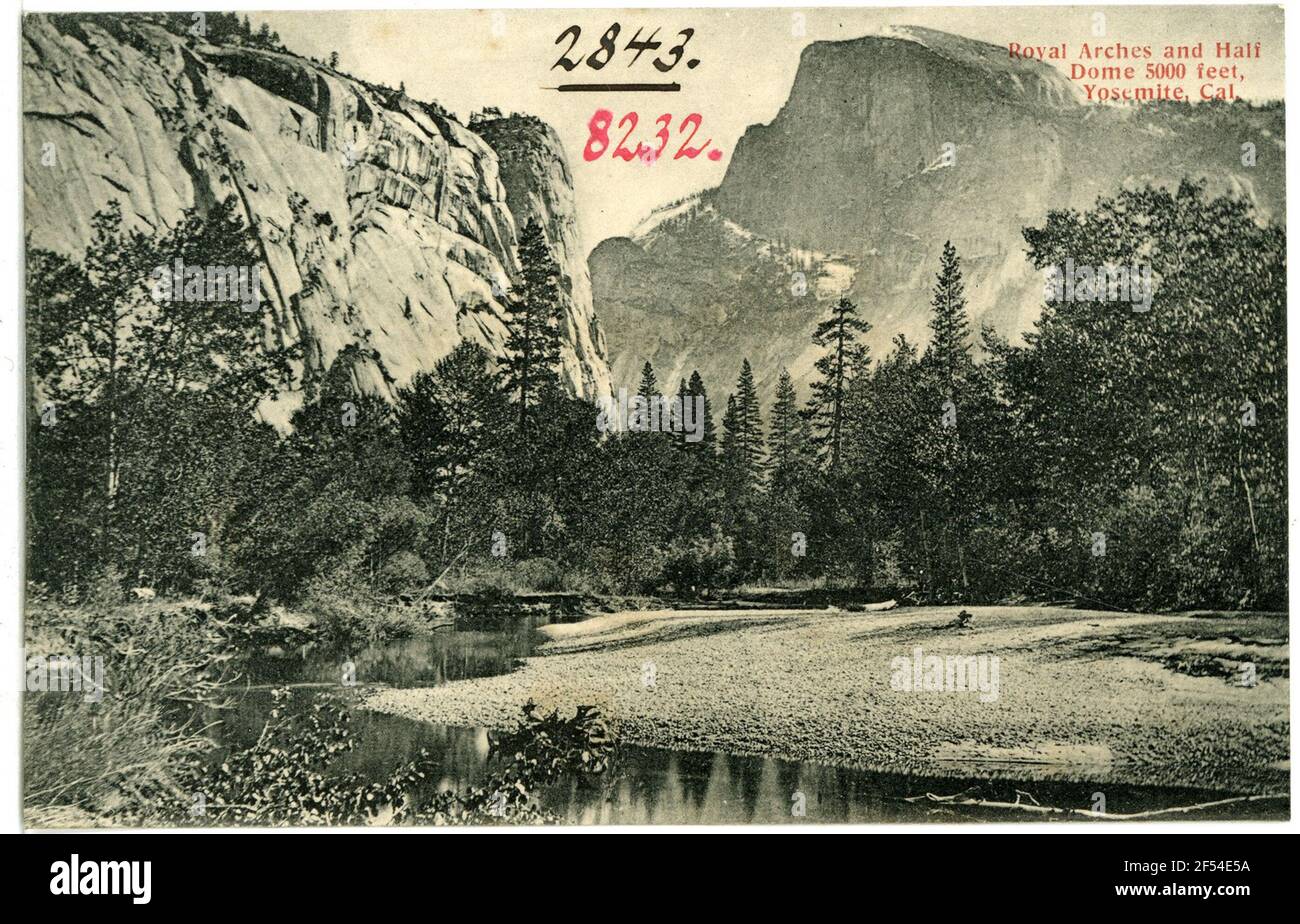 Royal Arches and Half Dome Yosemite. Royal Arches and Half Dome, Yosemite, Cal. Stock Photo
