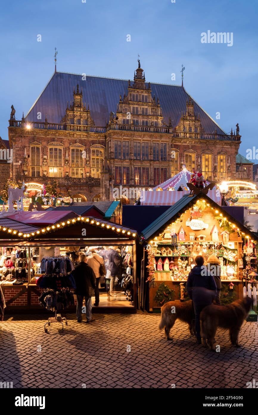 geography / travel, Germany, Bremen, marketplace, city hall, Christmas market, Additional-Rights-Clearance-Info-Not-Available Stock Photo