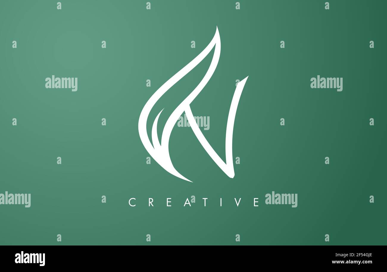 Elegant N letter Leaf Logo Design with Outline Monogram Style Flat and ...