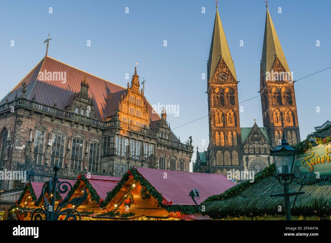 geography / travel, Germany, Bremen, Christmas market in the evening, Additional-Rights-Clearance-Info-Not-Available Stock Photo