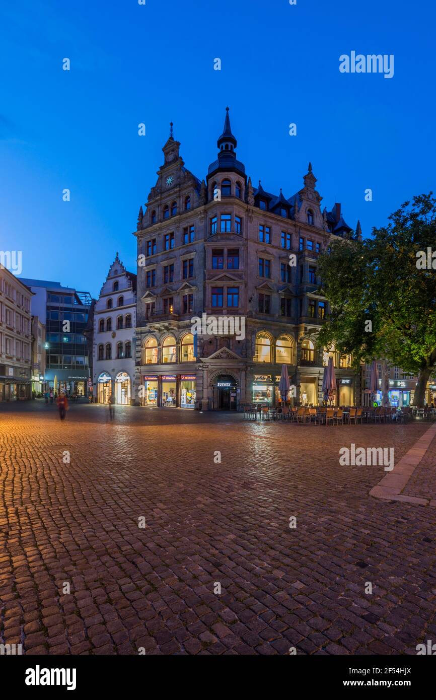 geography / travel, Germany, Lower Saxony, Braunschweig, Kohlmarkt (square) in the evening, Additional-Rights-Clearance-Info-Not-Available Stock Photo