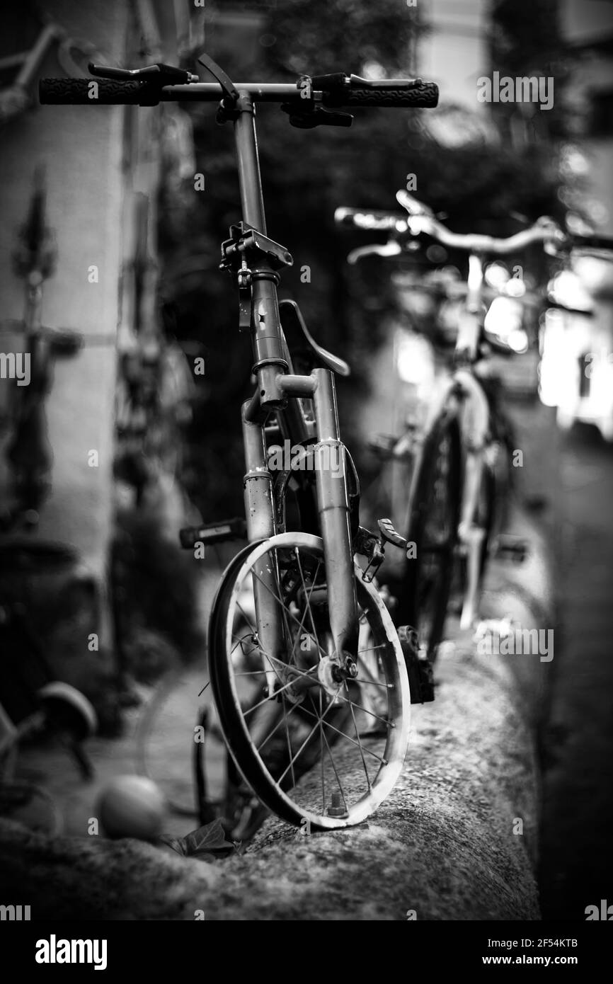 Antique vintage bicycles Stock Photo