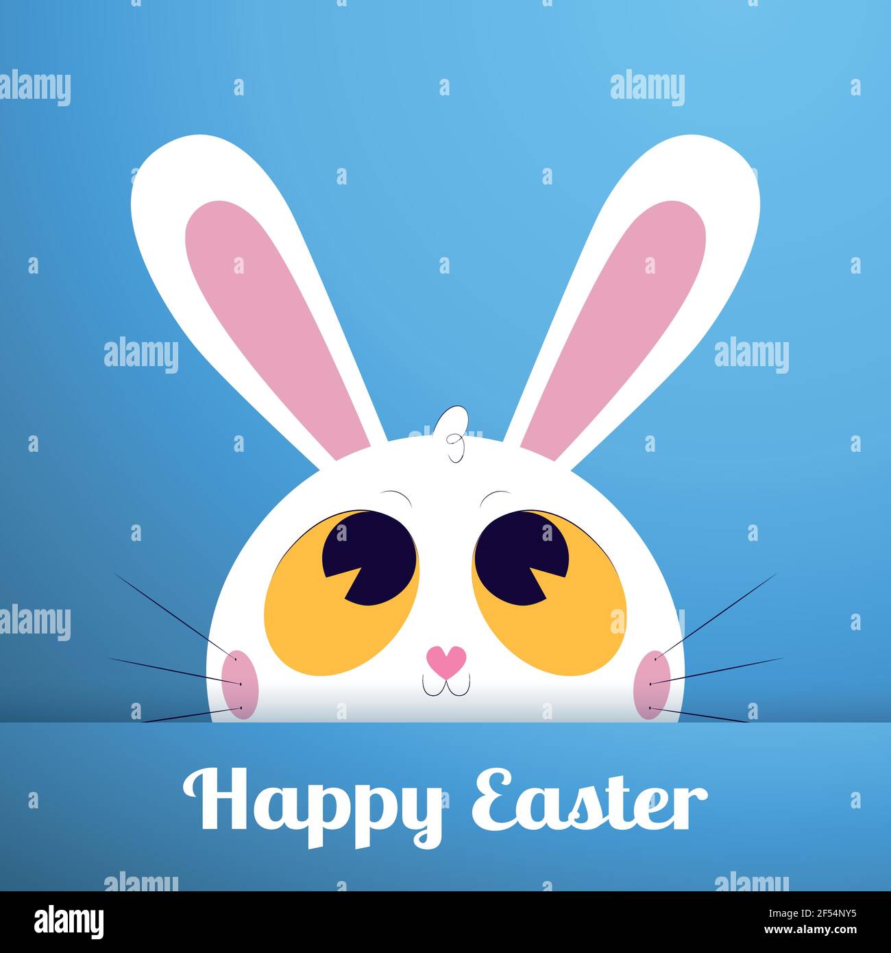 White Easter bunny on a blue background - Vector illustration Stock Vector