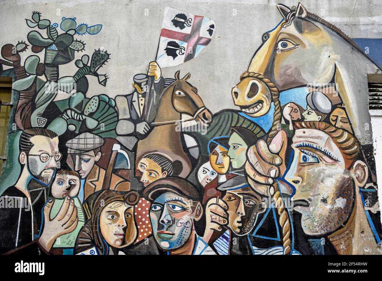 geography / travel, Italy, Sardinia, mural painting, Mural, Orgòsolo