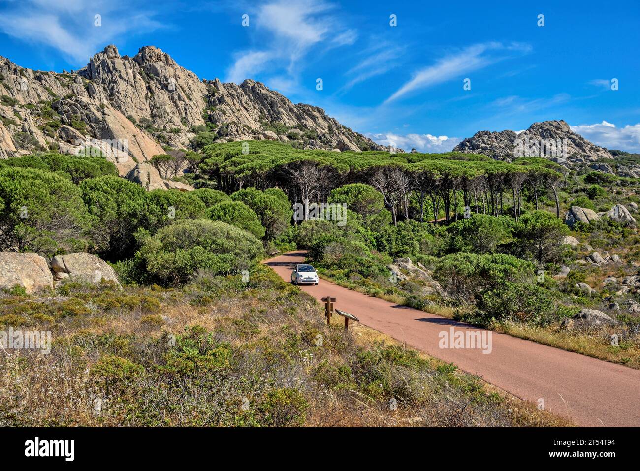 geography / travel, Italy, Sardinia, hired car on the Caprera Isle, island archipelago La Maddalena, p, Additional-Rights-Clearance-Info-Not-Available Stock Photo