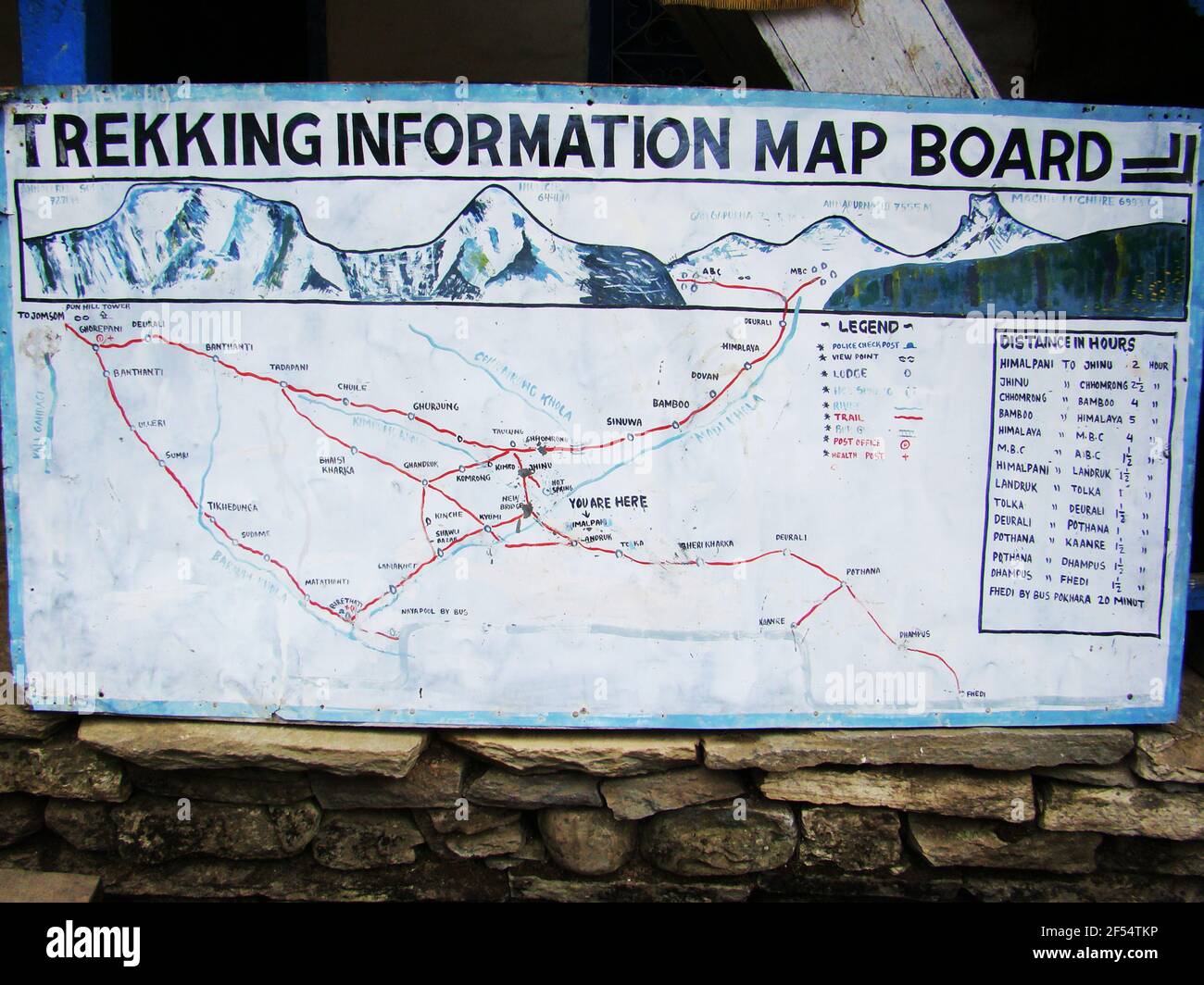 Trek information billboards along the Annapurna Base Camp route, Nepal  Stock Photo - Alamy