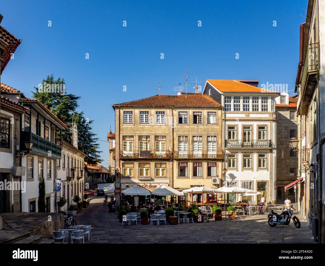 Viseu, Portugal; August 2020: view of one of the squares of the historic city of Viseu, Portugal Stock Photo