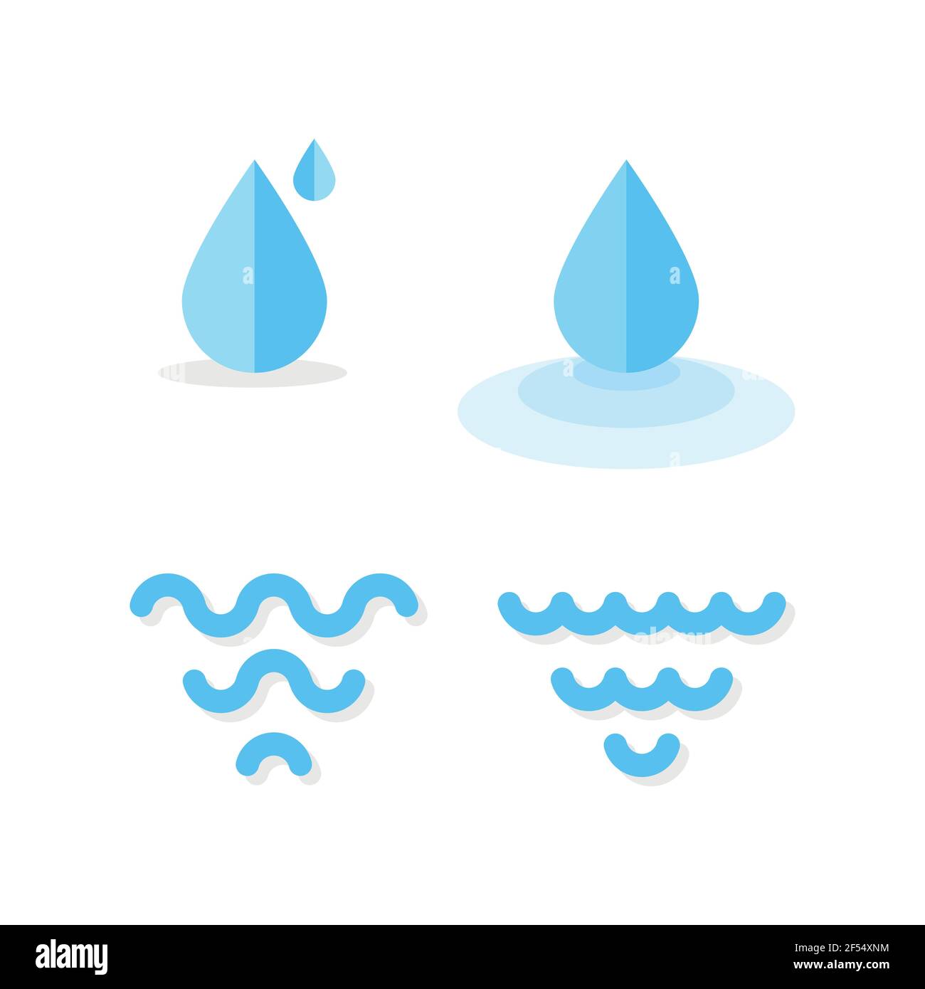 Set: drops and waves icons. Minimal symbols. Vector illustration, flat ...
