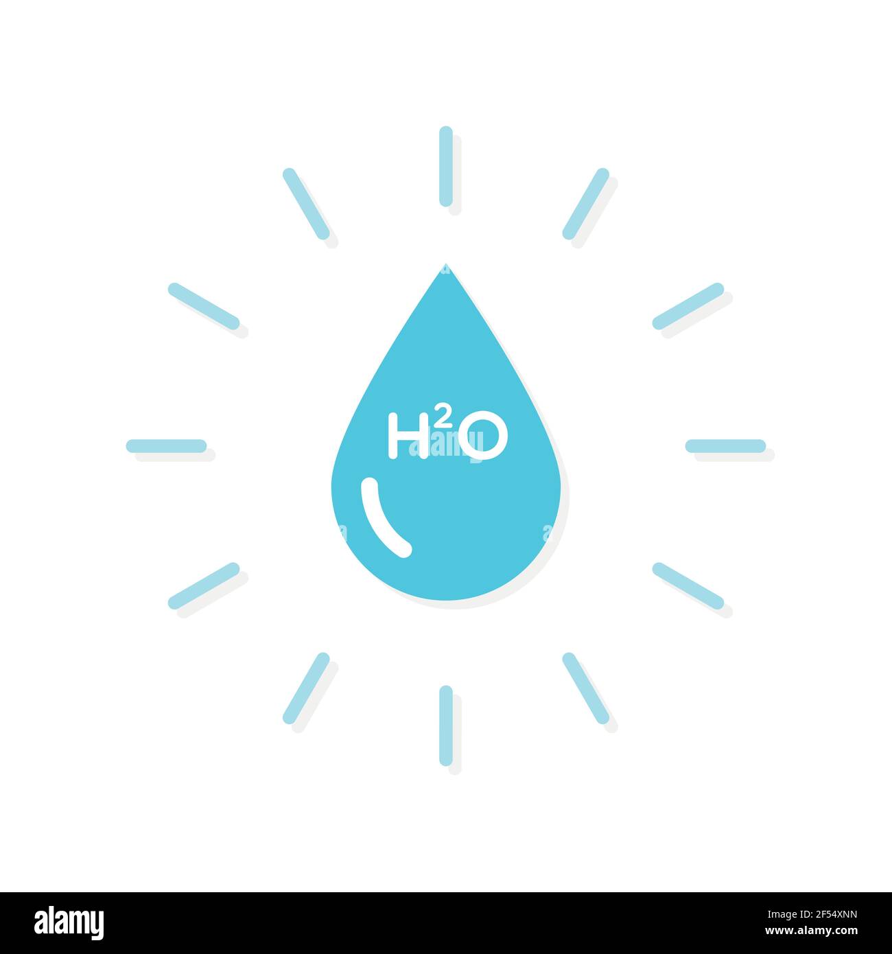 Water drop with with chemical formula. H2O. Vector illustration, flat design Stock Vector
