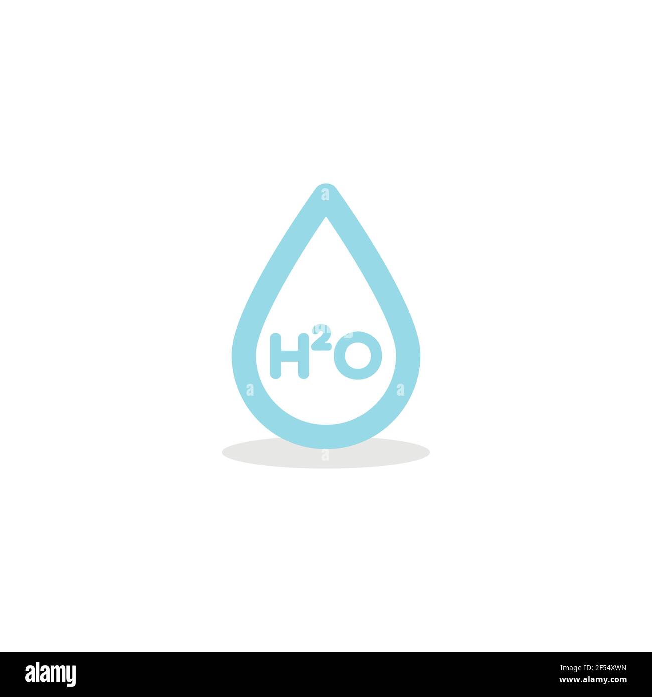 Water drop icon. H2O. Blue outline. Vector illustration, flat design Stock Vector
