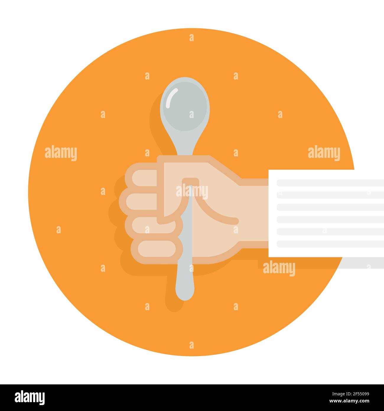Hand holding spoon. Cooking concept. Vector illustration, flat design Stock Vector