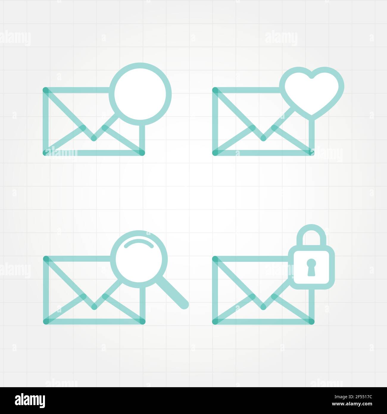 Set: line envelopes icons. Vector illustration, flat design Stock Vector