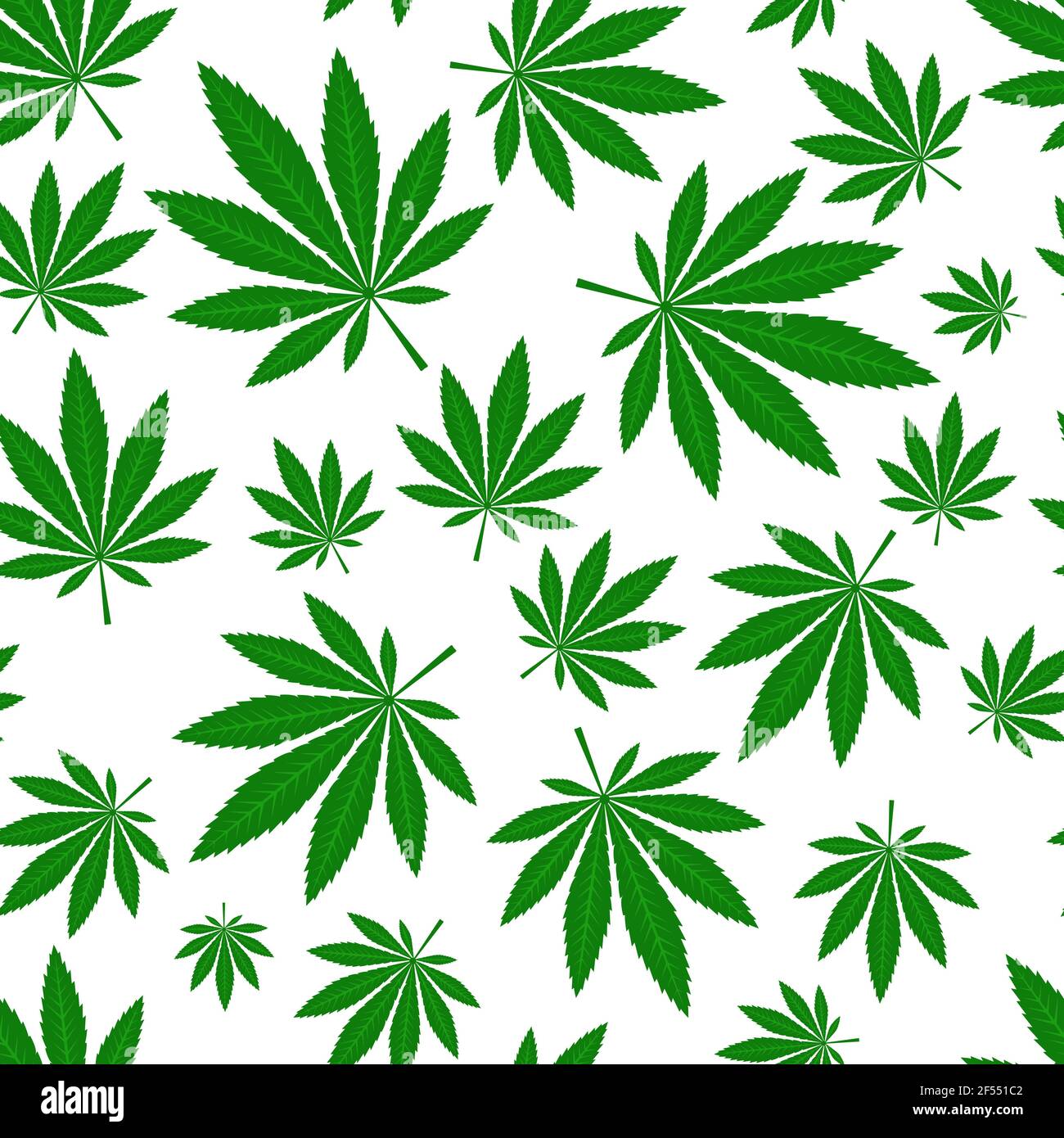 Green Marijuana seamless pattern. Vector illustration texture plant hemp. Stock Vector