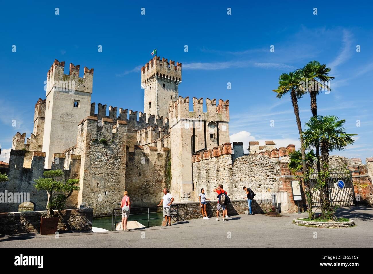 Medieval castle Scaliger in old town Sirmione on lake Lago di Garda, northern Italy Stock Photo