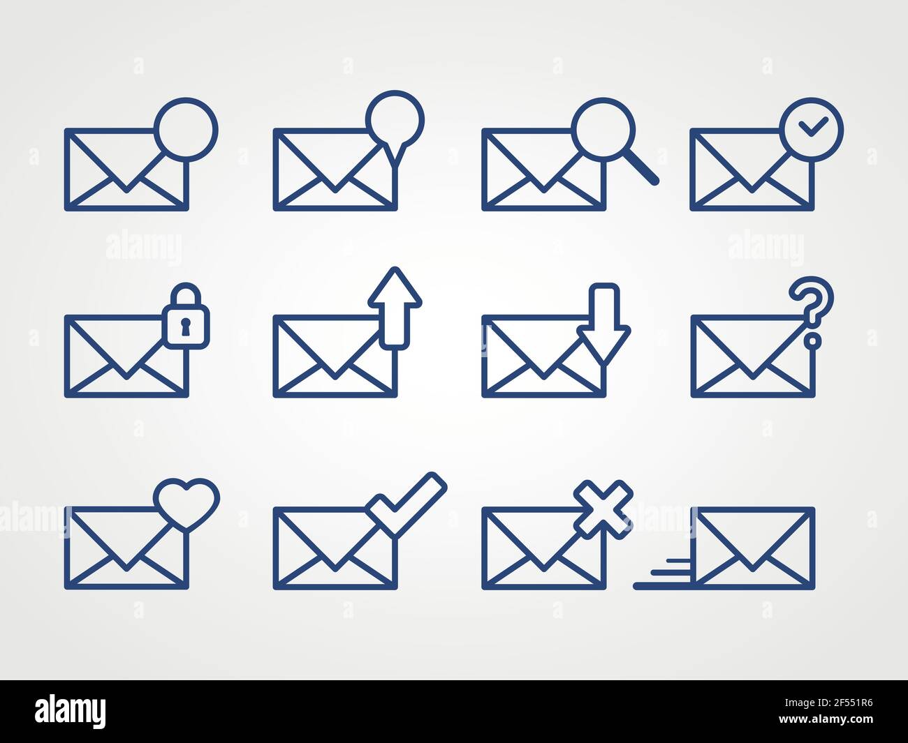 Set: line envelopes icons. Vector illustration, flat design Stock Vector